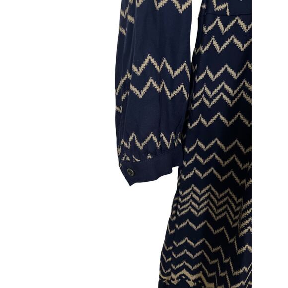 Holding Horses Anthropologie Farica Navy Zig Zag Striped Dress Size Small - Picture 3 of 8